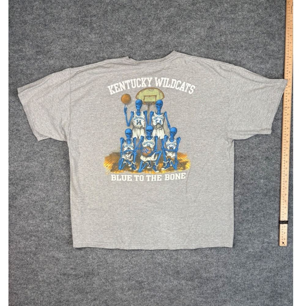 Vintage BMOC Kentucky Wildcats T Shirt XL Gray Blue To The Bone Skeleton 90 NCAA